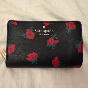 Kate Spade Black and Red Floral Wallet